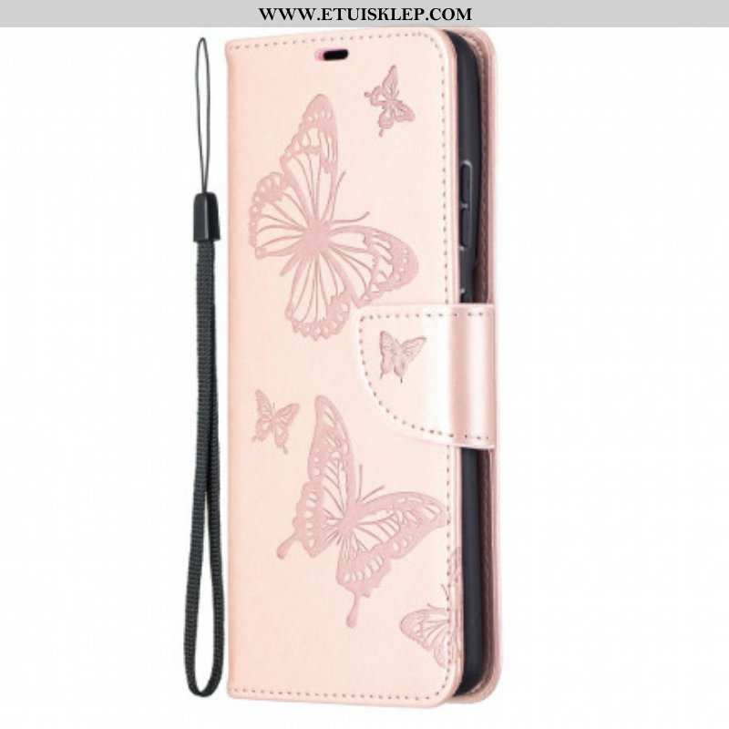 Etui Folio do Samsung Galaxy S21 Ultra 5G Motyle W Locie Z Smyczą